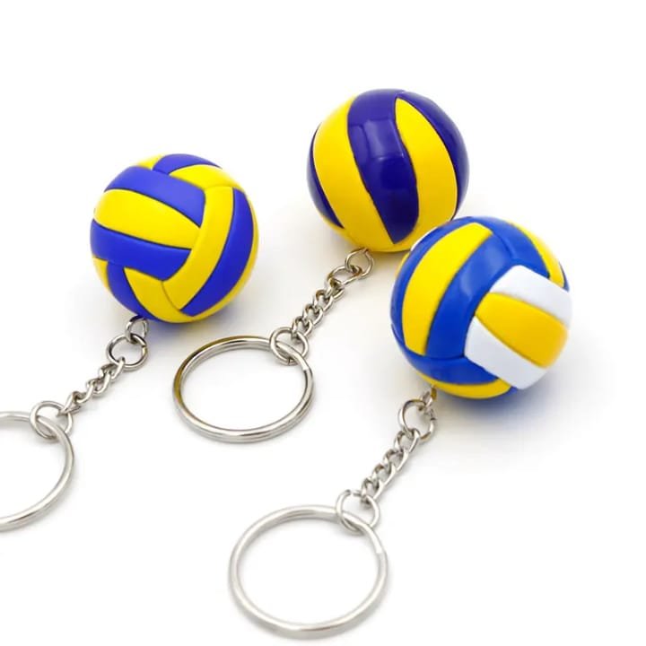 "Authentic 3D Volleyball Keychain for sports bags."