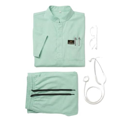 Medical Scrub Suit for Doctors, Mandarin China Collar, Green - Image 5