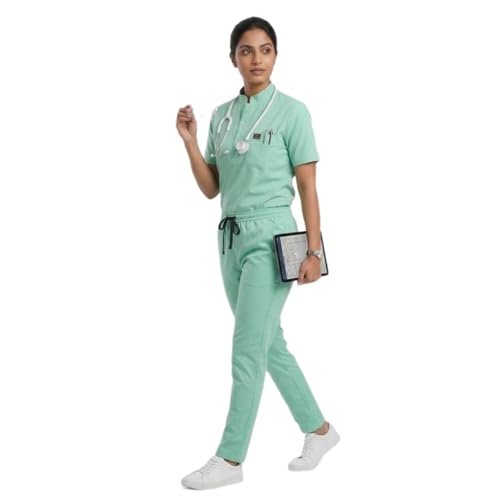 Uddesha Medical Scrub Suit for Doctors, Green, China Collar - Image 4