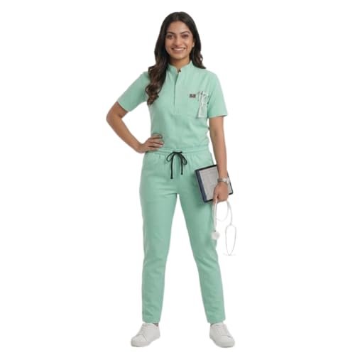 Uddesha Medical Scrub Suit for Doctors, Green, China Collar - Image 2