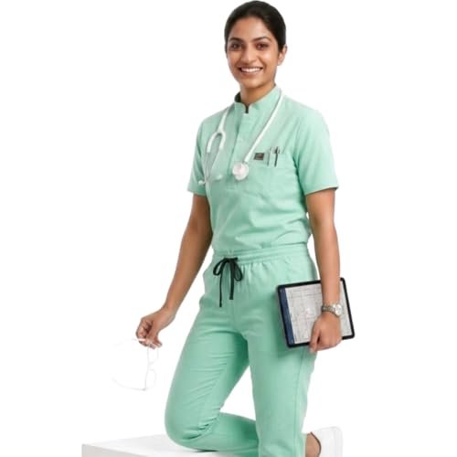 Uddesha Medical Scrub Suit for Doctors, Green, China Collar - Image 3