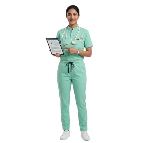 Uddesha Medical Scrub Suit for Doctors, Green, China Collar - Image 7