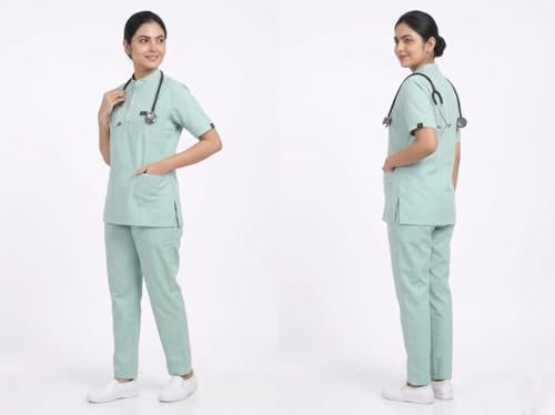 Female Medical Scrub Suit for Doctors, Mint Green, China Collar, - Image 7