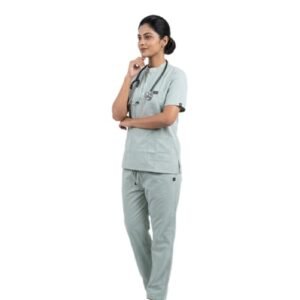 Female Medical Scrub Suit for Doctors, Mint Green, China Collar,