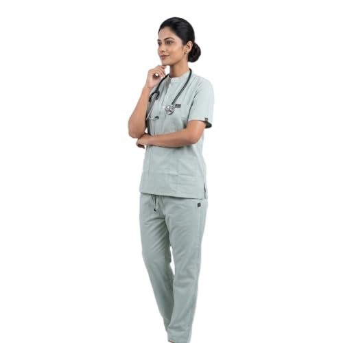 Female Medical Scrub Suit for Doctors, Mint Green, China Collar,