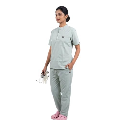 Female Medical Scrub Suit for Doctors, Mint Green, China Collar, - Image 2