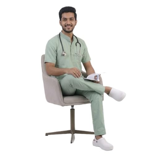 Men's Medical Scrub suit, mandarian collar, Short Sleeve, china collar - Image 2