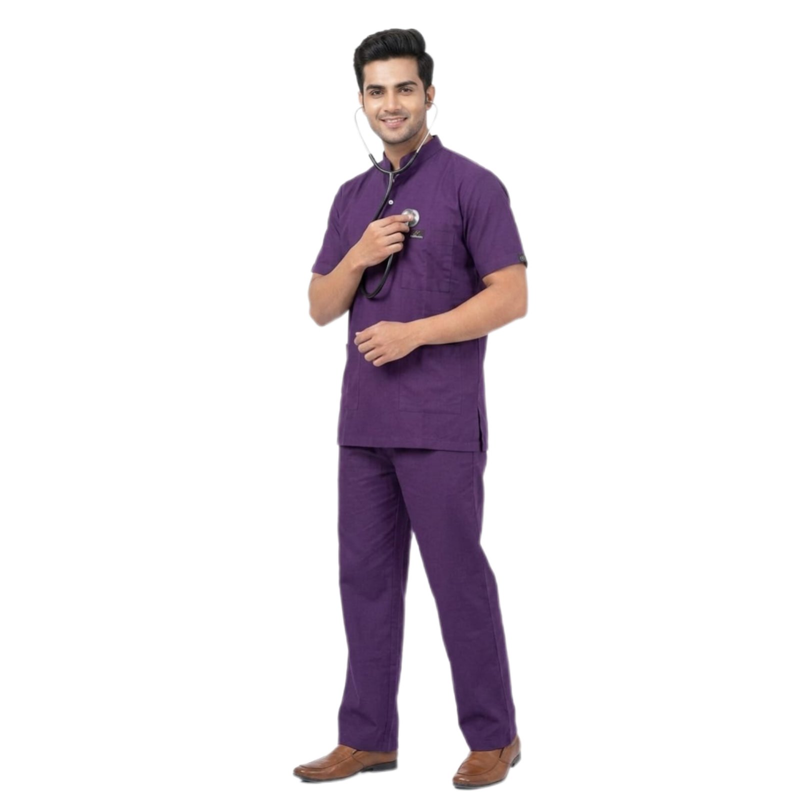 Purple Wine Coloured Male Medical Scrub Suit for Doctors - Image 6