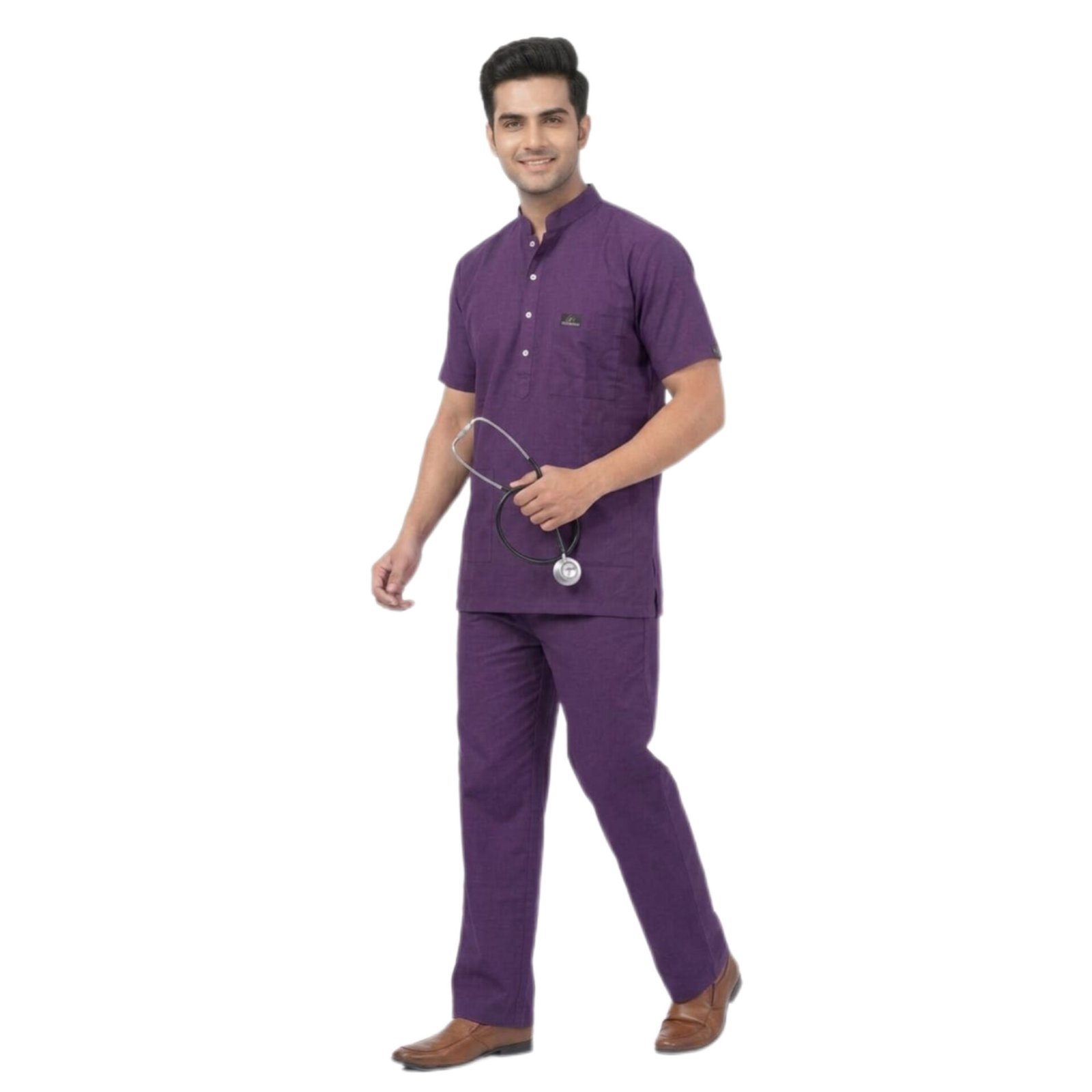 Purple Wine Coloured Male Medical Scrub Suit for Doctors - Image 5