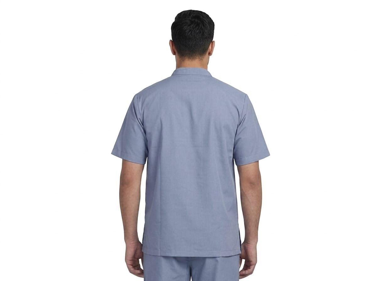 Medical Scrub Suit for Doctors, Chinese Collar, Grey Colour - Image 5