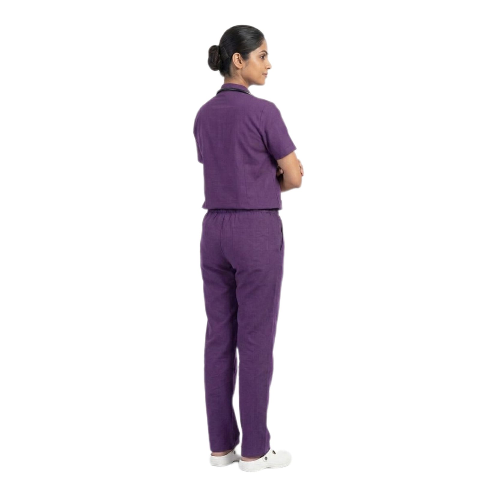 Women's Medical Scrub Suit for Doctors, Purple Wine, Short Sleeve, Breathable - Image 6