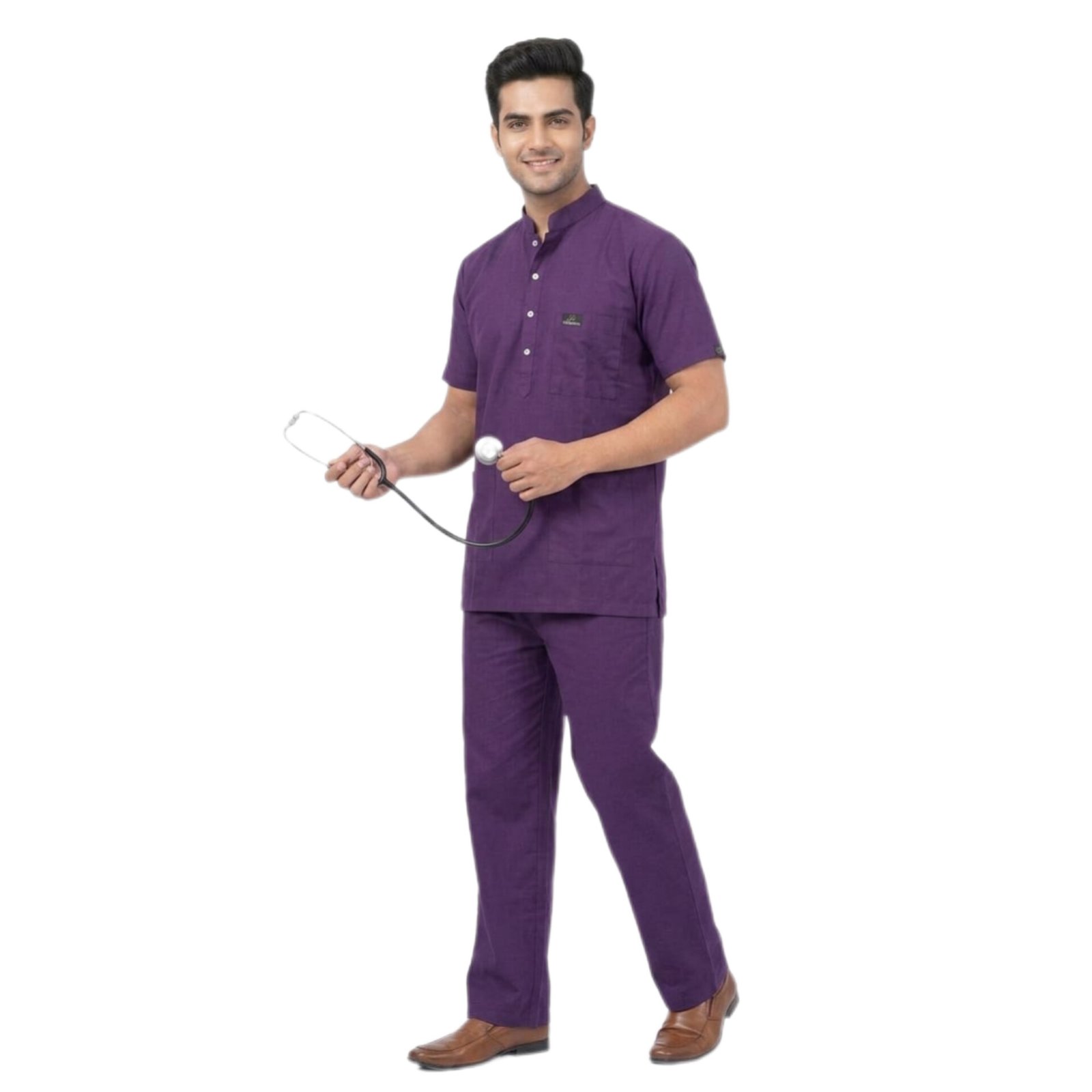 Purple Wine Coloured Male Medical Scrub Suit for Doctors - Image 2
