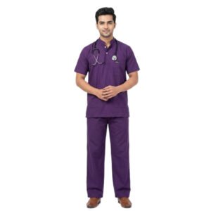 Purple Wine Coloured Male Medical Scrub Suit for Doctors
