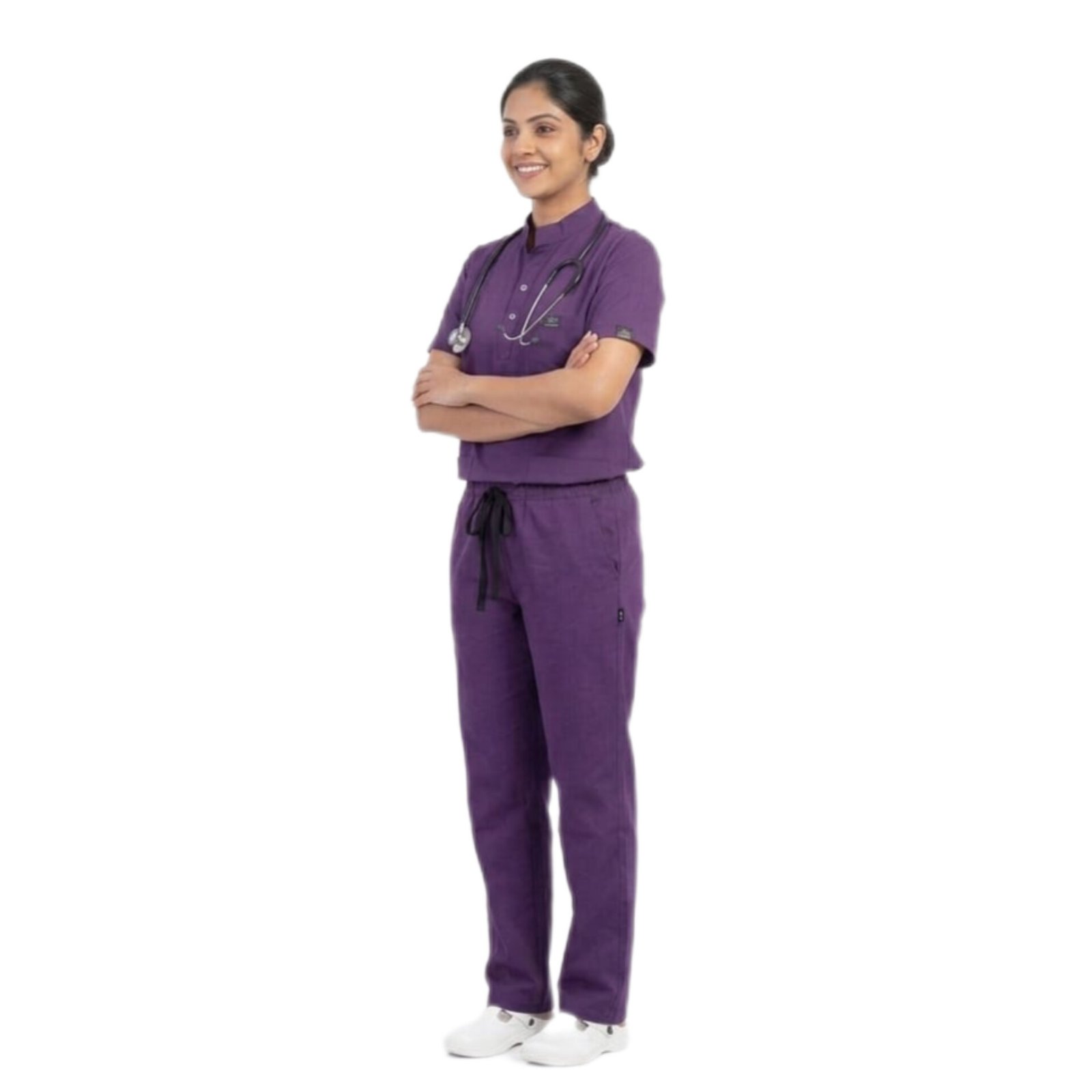 Women's Medical Scrub Suit for Doctors, Purple Wine, Short Sleeve, Breathable - Image 11
