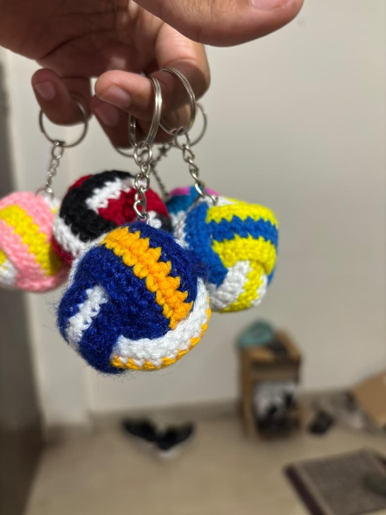 Handmade cotton thread Volleyball Keychain | volleyball crochet - Image 2