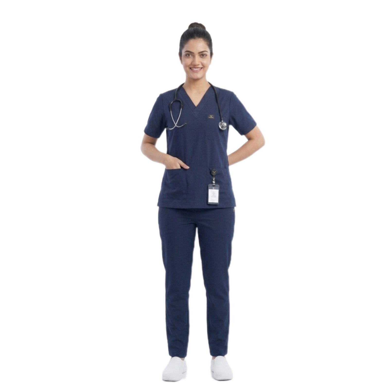 Scrub Suit for Women | 5 Pocket | V Neck Top & Bottom Set | Short Sleeves | - Image 3