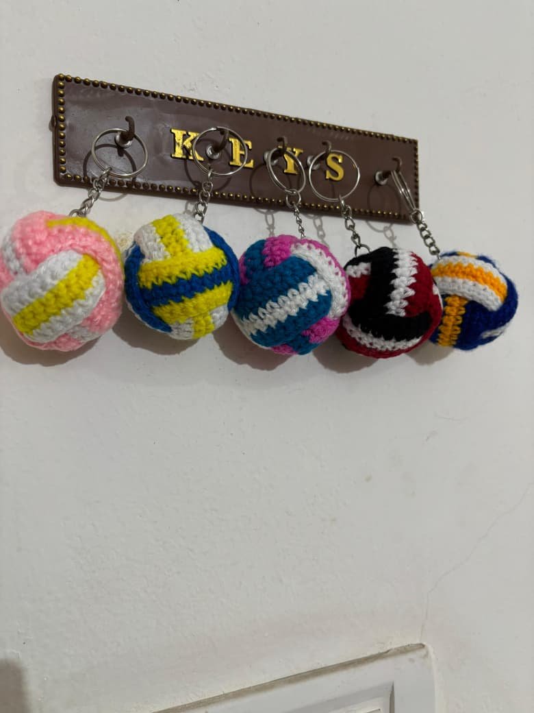 Handmade cotton thread Volleyball Keychain | volleyball crochet - Image 3