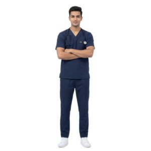 Scrub Suit for Men | 5 Pockets |V Neck Top| Short Sleeves| Navy Blue