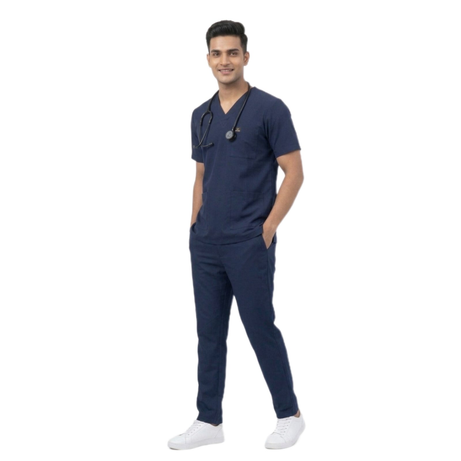 Scrub Suit for Men | 5 Pockets |V Neck Top| Short Sleeves| Navy Blue - Image 6