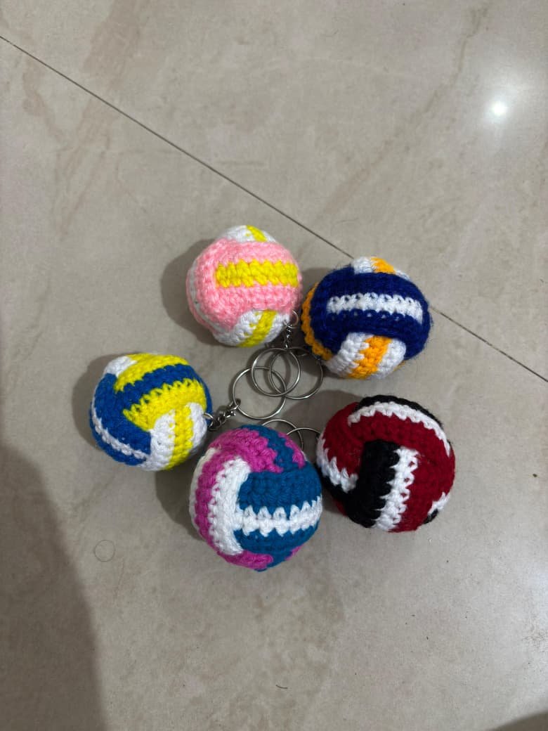 Handmade cotton thread Volleyball Keychain | volleyball crochet - Image 5